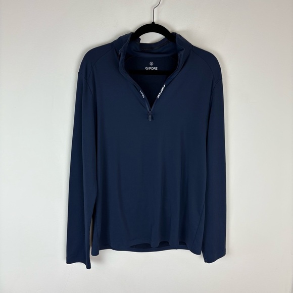 G/FORE Brushed Back Tech Quarter Zip Golf Pullover Top Size M Navy Blue - Picture 2 of 6